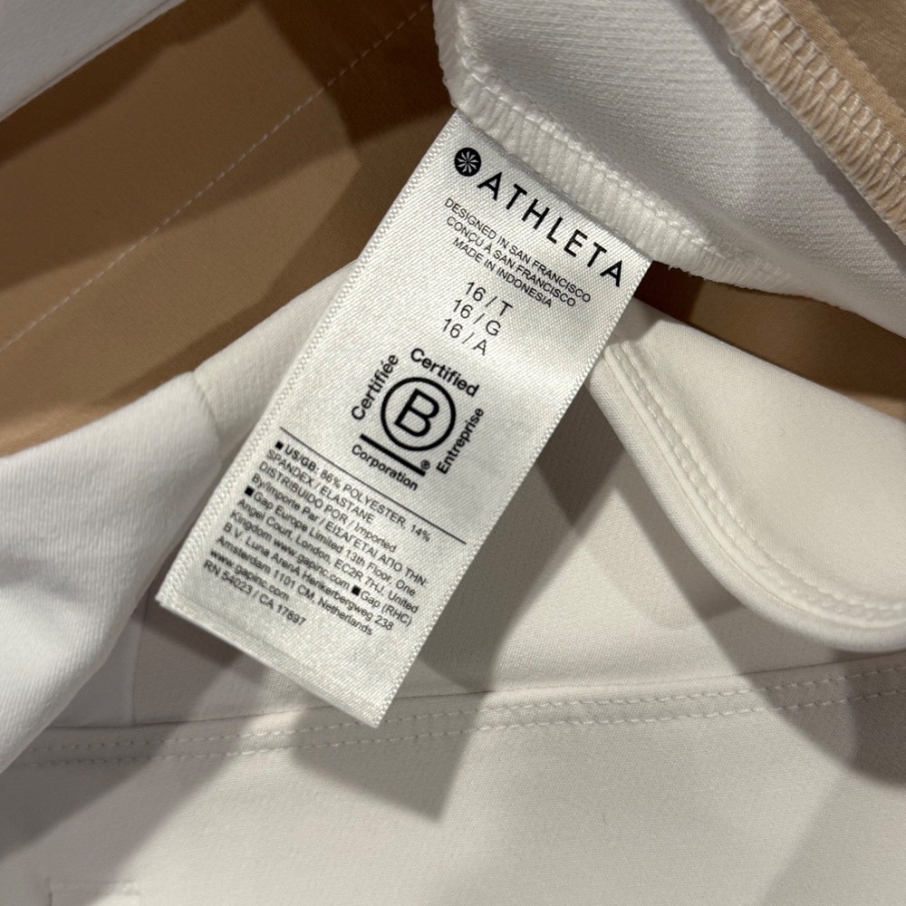 Athleta Endless Pant White 16 Tall Slim Leg High Rise Travel Commuter NWT - Picture 5 of 8